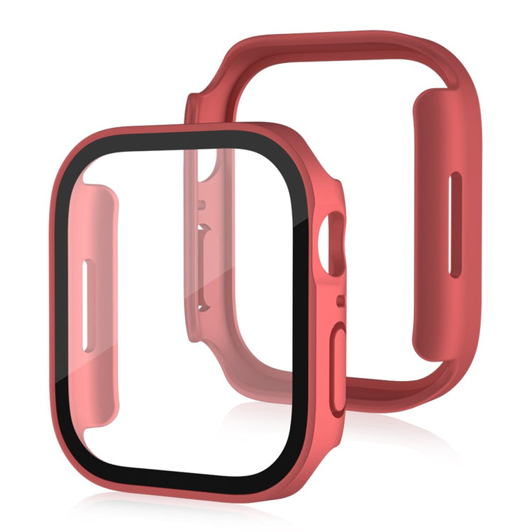 Mega Fed Apple Watch Series 8 (45mm) / Apple Watch Series 7 45mm Cover med Skærmbeskytter i Plastik og Hærdet Glas - Rød#serie_4