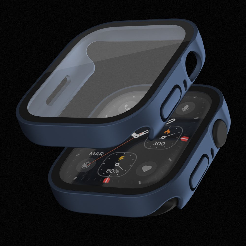 Mega Fed Apple Watch Series 8 (45mm) / Apple Watch Series 7 45mm Cover med Skærmbeskytter i Plastik og Hærdet Glas - Blå#serie_5