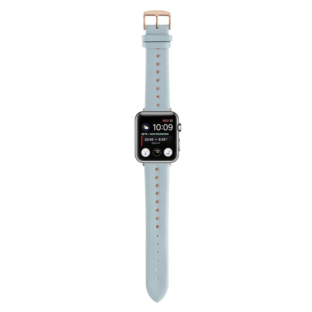 Super Sejt Ægte Læder Universal Rem passer til Apple Smartwatch - Blå#serie_2