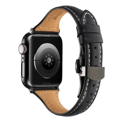 Rigtigt Cool Ægte Læder Universal Rem passer til Apple Smartwatch - Sort#serie_3