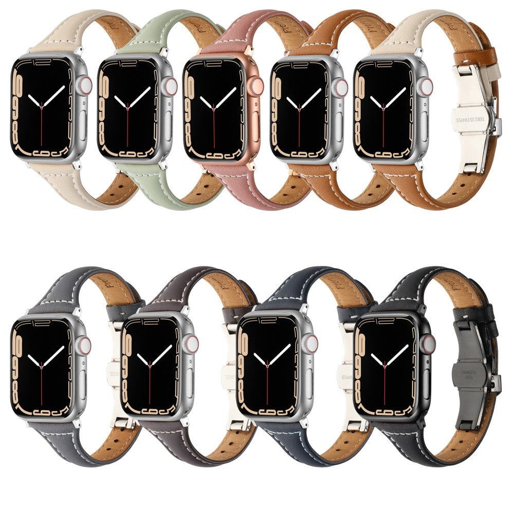 Rigtigt Cool Ægte Læder Universal Rem passer til Apple Smartwatch - Brun#serie_6