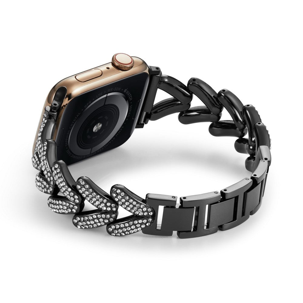Superflot Metal Og Rhinsten Universal Rem passer til Apple Smartwatch - Sort#serie_1