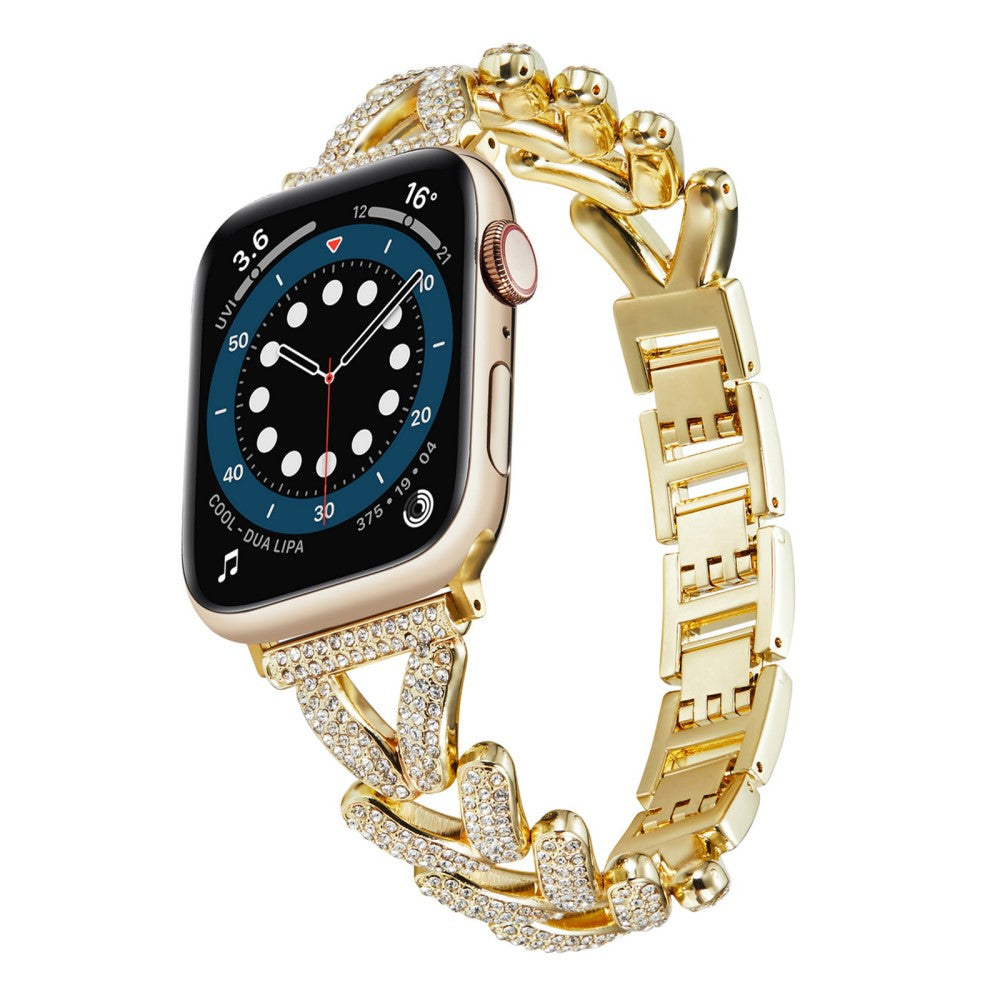 Superflot Metal Og Rhinsten Universal Rem passer til Apple Smartwatch - Guld#serie_2