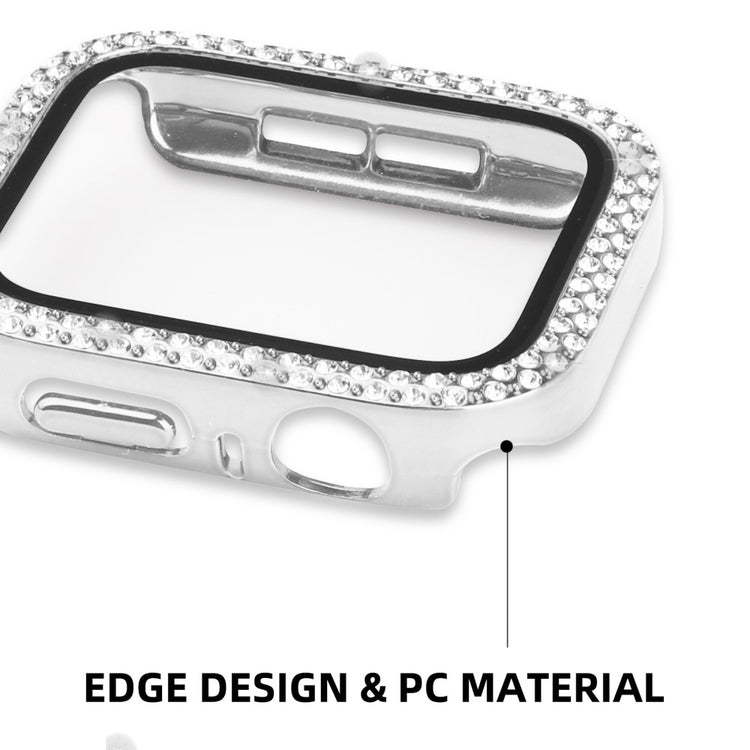 Mega Fint Universal Apple Cover med Skærmbeskytter i Plastik, Rhinsten og Hærdet Glas - Sølv#serie_2