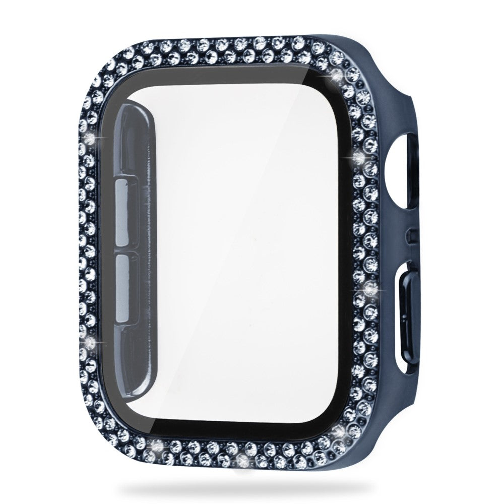 Mega Fint Universal Apple Cover med Skærmbeskytter i Plastik, Rhinsten og Hærdet Glas - Blå#serie_8