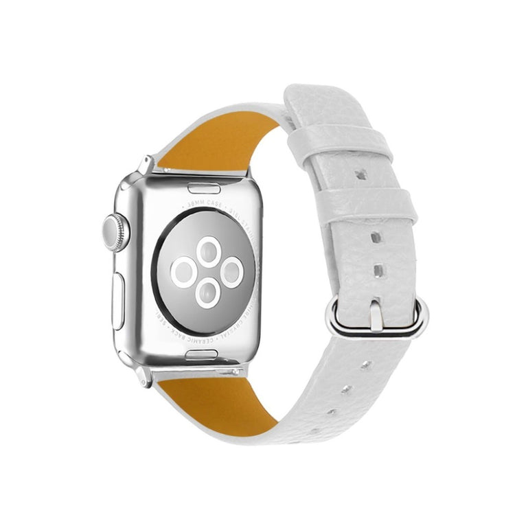 Rigtigt flot Apple Watch Series 1-3 42mm Ægte læder Rem - Hvid#serie_2