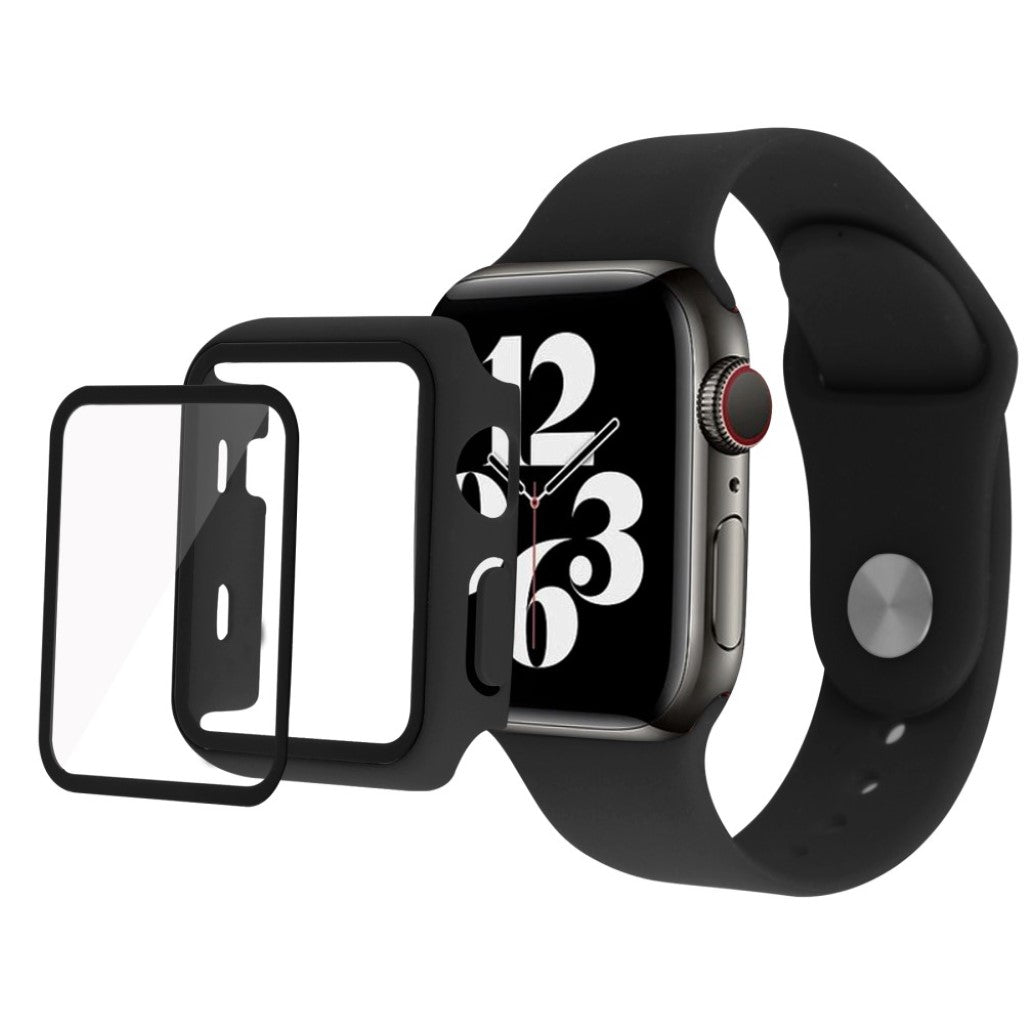 Meget sejt Apple Watch Series 1-3 38mm Silikone og Glas Rem - Sort#serie_1