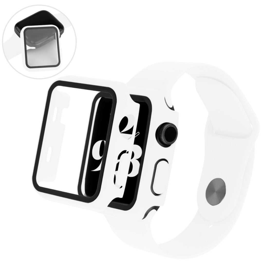 Meget sejt Apple Watch Series 1-3 38mm Silikone og Glas Rem - Hvid#serie_2