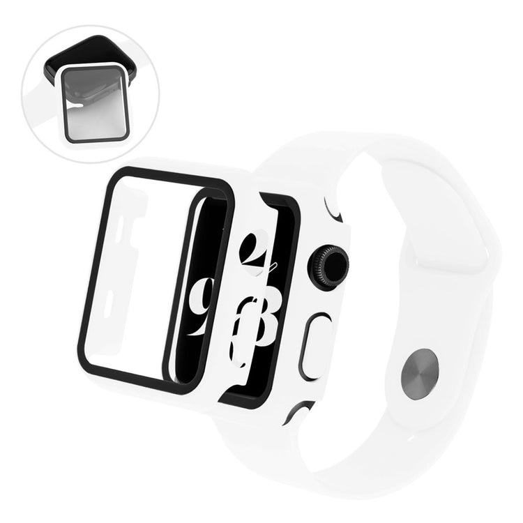 Meget sejt Apple Watch Series 1-3 38mm Silikone og Glas Rem - Hvid#serie_2