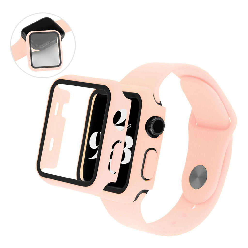 Meget sejt Apple Watch Series 1-3 38mm Silikone og Glas Rem - Pink#serie_7