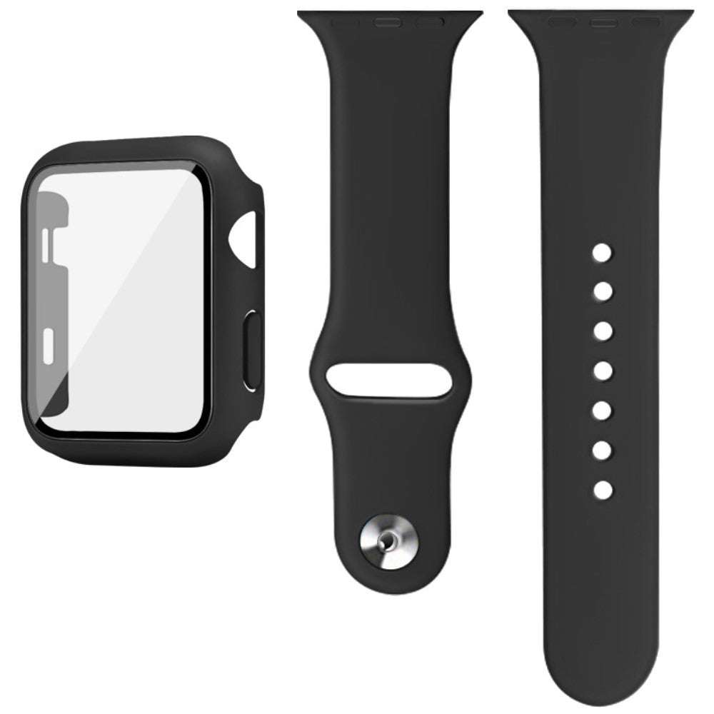 Apple Watch Series 1-3 38mm Silikone Cover med Rem og Hærdet Glas - Gennemsigtig#serie_1