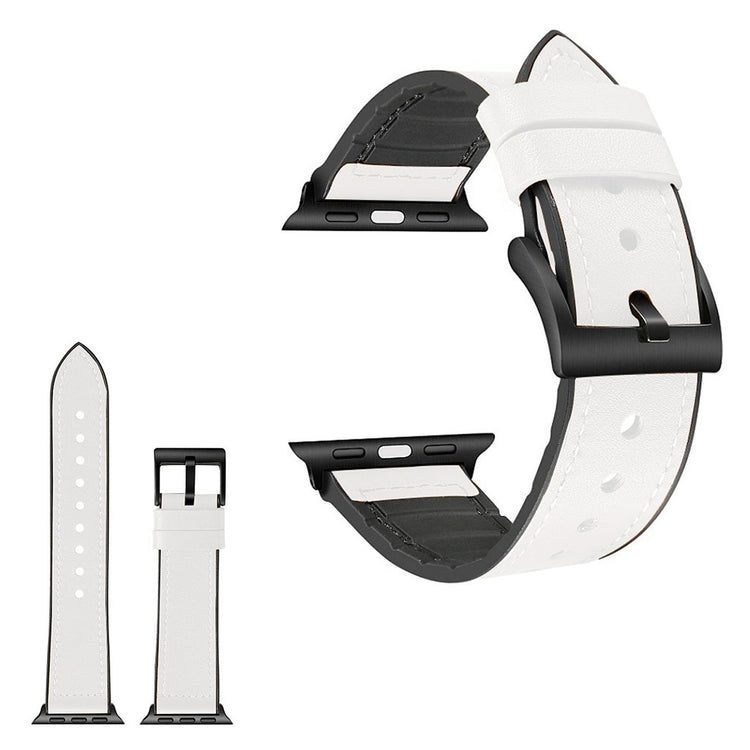  Apple Watch Series 4 40mm / Apple Watch 40mm Kunstlæder og Silikone Rem - Hvid#serie_2