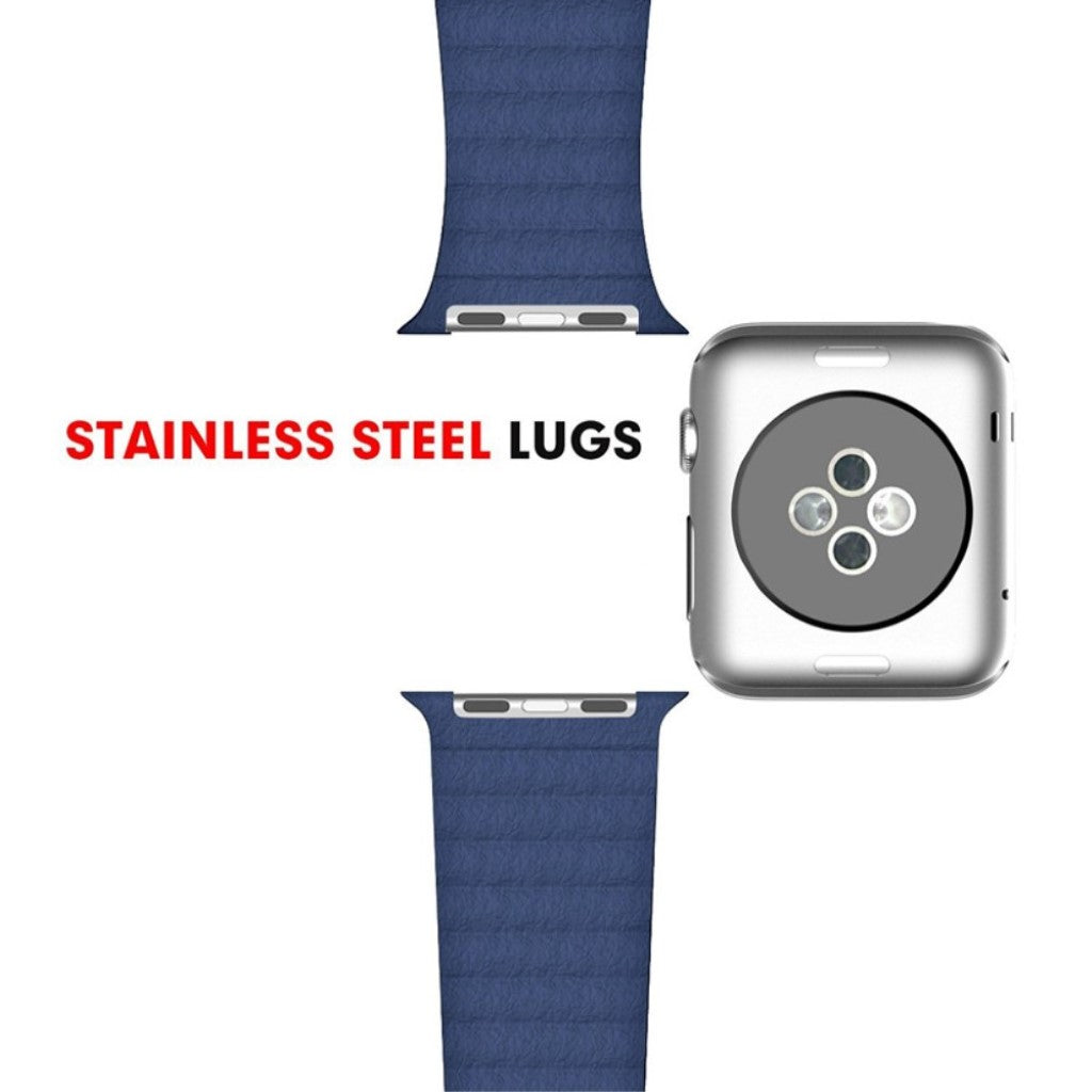 Skøn Apple Watch Series 4 40mm Ægte læder Rem - Blå#serie_2