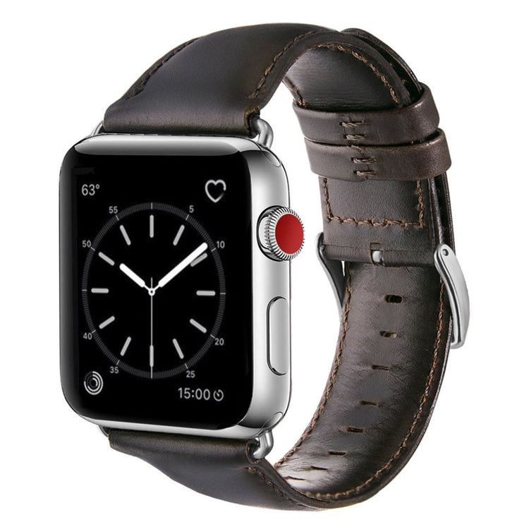 Helt vildt godt Apple Watch Series 4 44mm Ægte læder Rem - Brun#serie_2