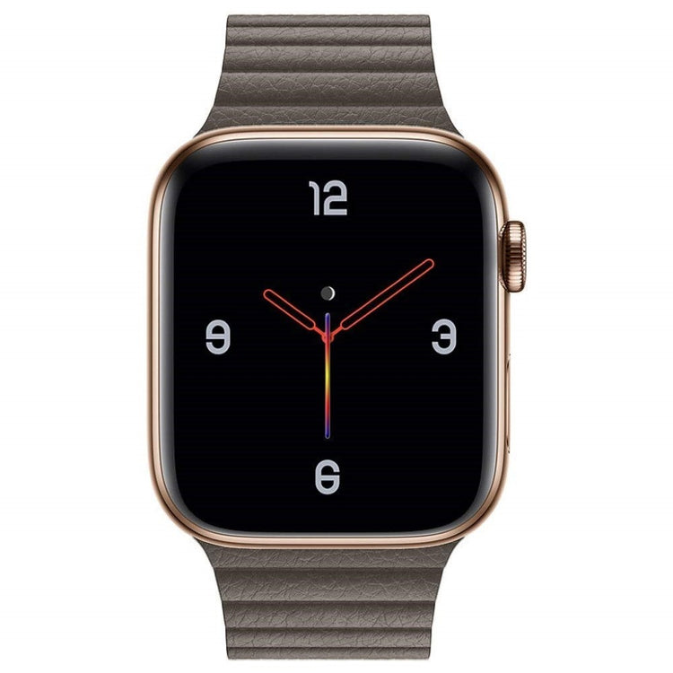 Rigtigt skøn Apple Watch Series 4 44mm Ægte læder Rem - Sølv#serie_4