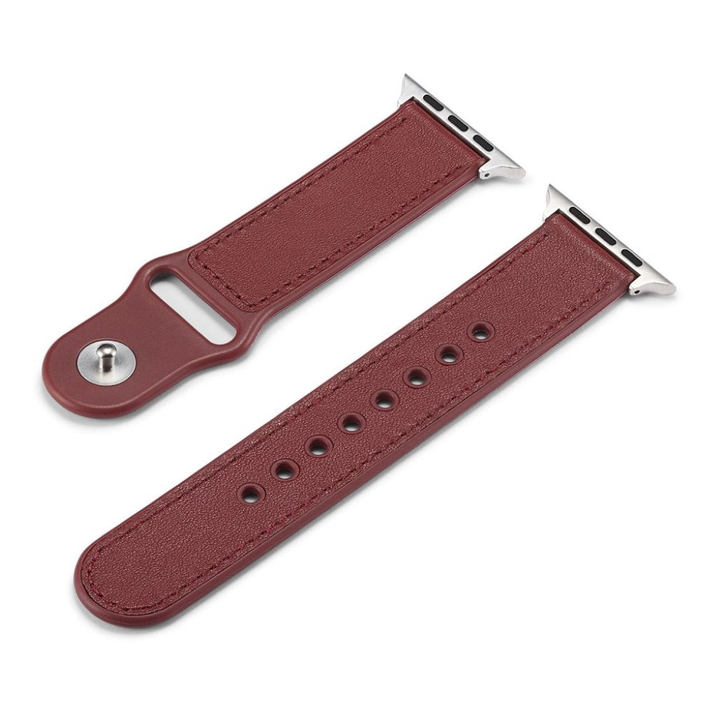 Vildt pænt Apple Watch Series 4 44mm Ægte læder Rem - Rød#serie_2