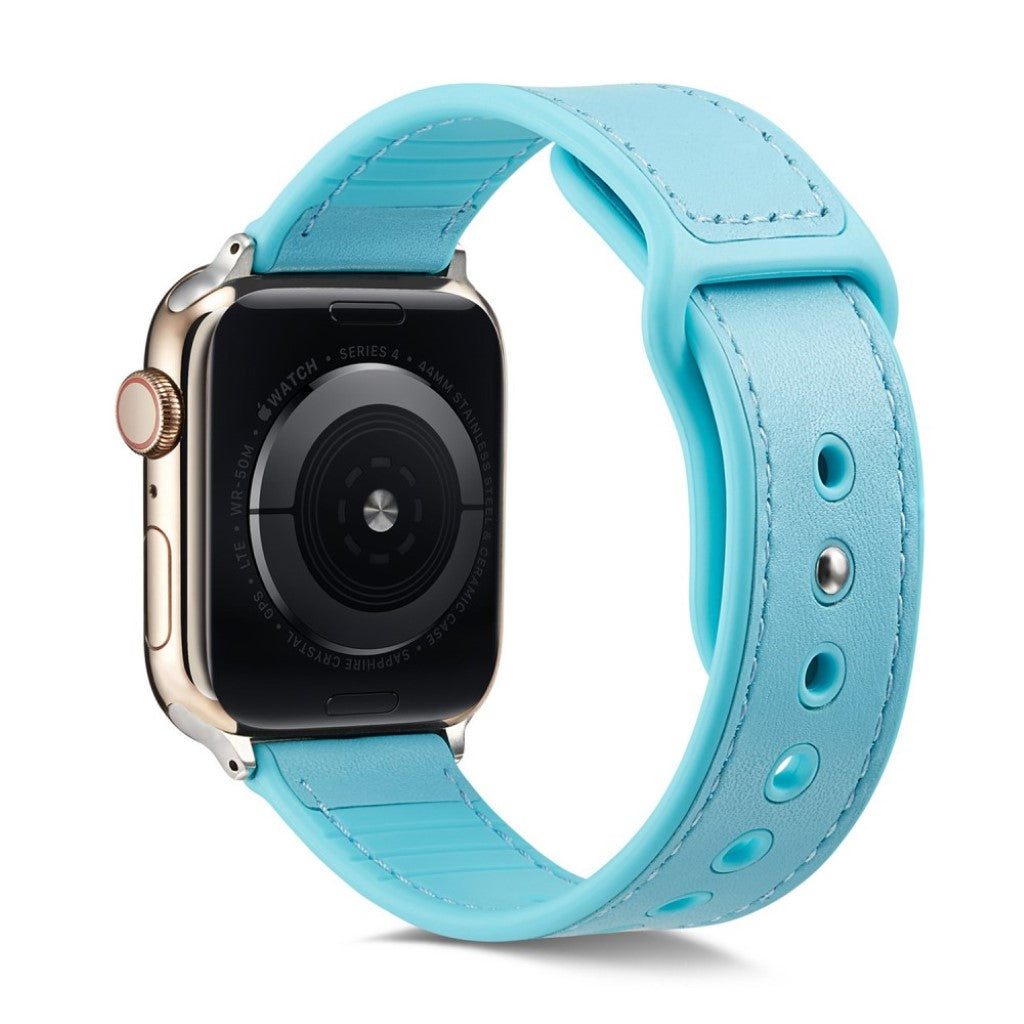 Vildt pænt Apple Watch Series 4 44mm Ægte læder Rem - Blå#serie_5