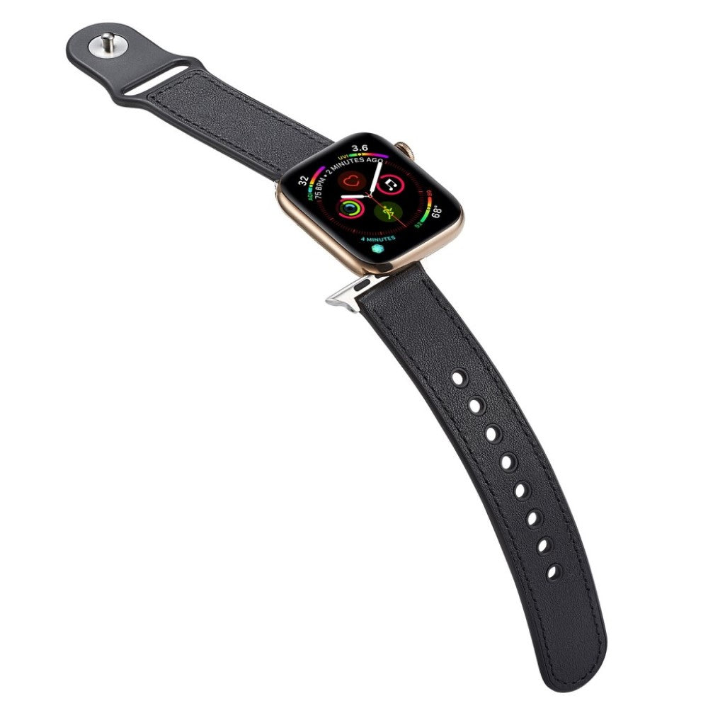 Vildt pænt Apple Watch Series 4 44mm Ægte læder Rem - Sort#serie_6