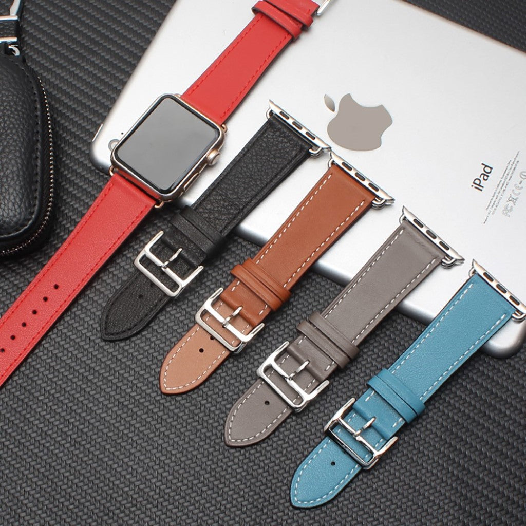 Superflot Apple Watch Series 4 44mm Ægte læder Rem - Sort#serie_1