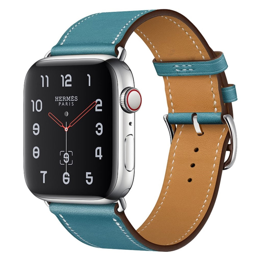 Superflot Apple Watch Series 4 44mm Ægte læder Rem - Blå#serie_4