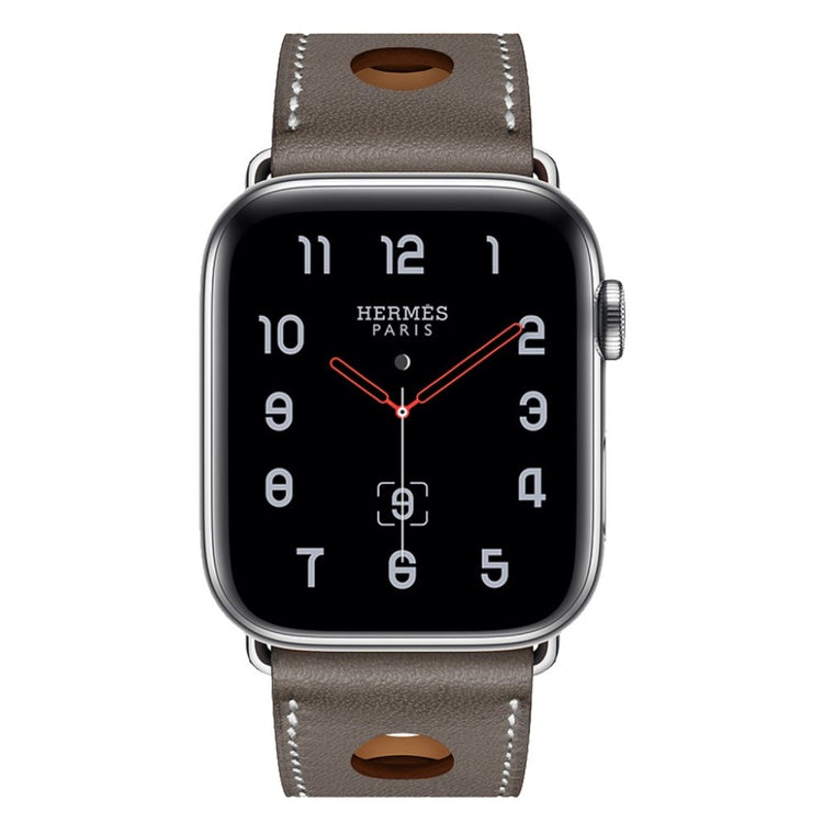 Helt vildt rart Apple Watch Series 4 44mm Ægte læder Rem - Sølv#serie_2