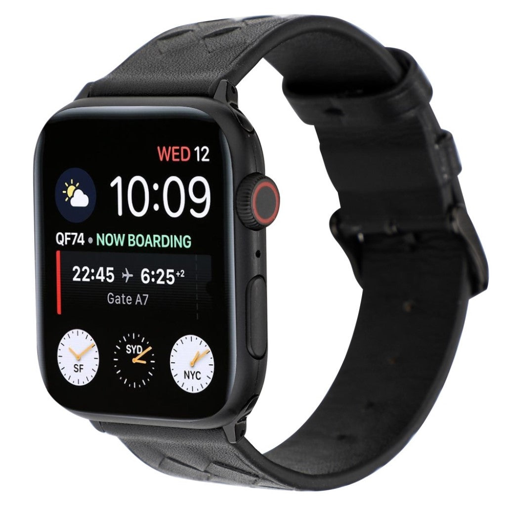 Vildt fantastisk Apple Watch Series 4 44mm Ægte læder Rem - Sort#serie_5