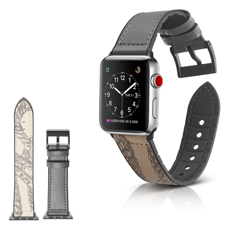  Apple Watch Series 4 44mm / Apple Watch 44mm Kunstlæder og Silikone Rem - Beige#serie_14