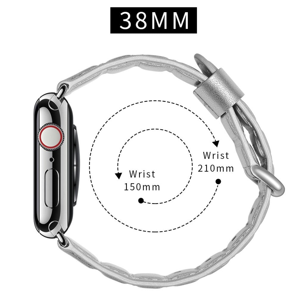  Apple Watch Series 5 40mm / Apple Watch 40mm Ægte læder Rem - Sølv#serie_2
