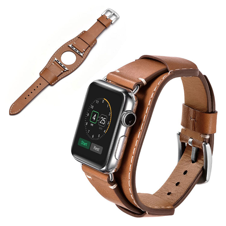  Apple Watch Series 5 40mm / Apple Watch 40mm Ægte læder Rem - Brun#serie_11