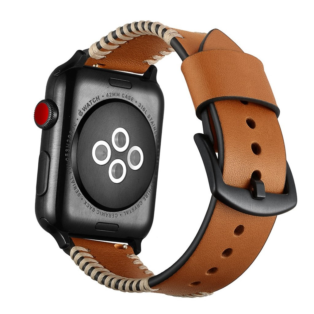  Apple Watch Series 5 40mm / Apple Watch 40mm Ægte læder Rem - Gul#serie_2