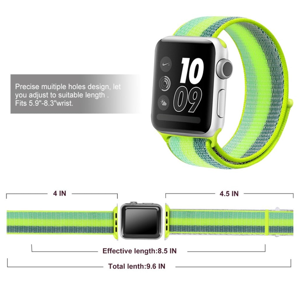 Mega cool Apple Watch Series 5 40mm Nylon Rem - Grøn#serie_7