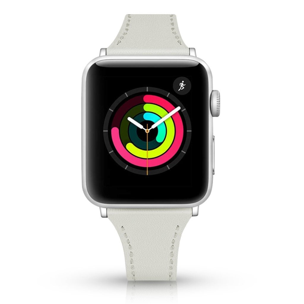 Rigtigt godt Apple Watch Series 5 44mm Ægte læder Rem - Hvid#serie_1