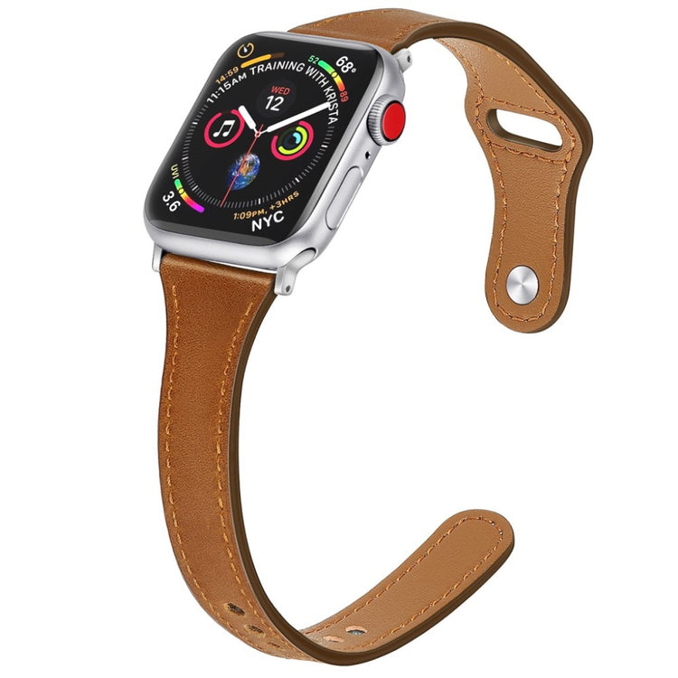 Rigtigt godt Apple Watch Series 5 44mm Ægte læder Rem - Brun#serie_7