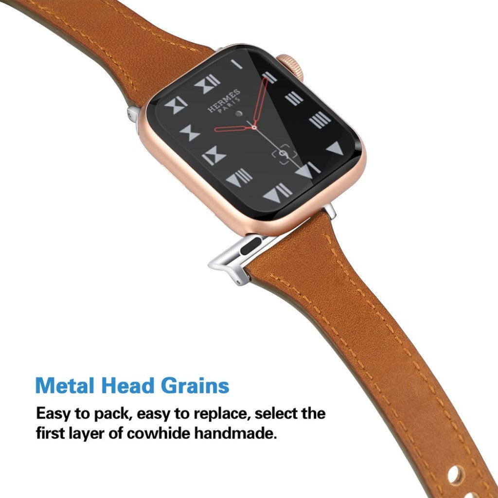 Rigtigt godt Apple Watch Series 5 44mm Ægte læder Rem - Brun#serie_7