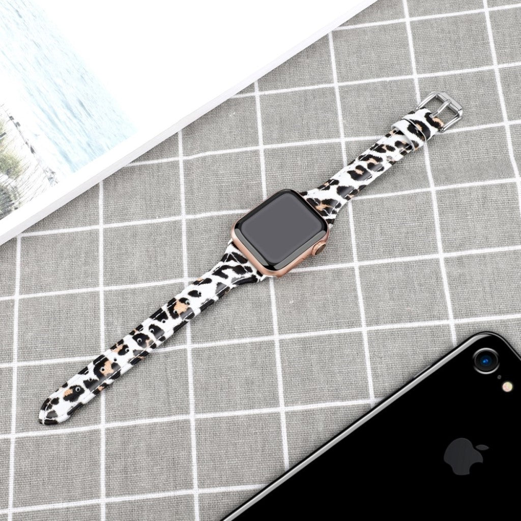 Rigtigt holdbart Apple Watch Series 5 44mm Ægte læder Rem - Gul#serie_1