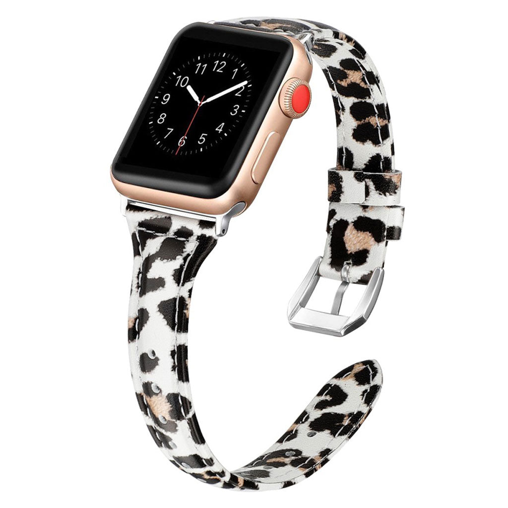 Rigtigt holdbart Apple Watch Series 5 44mm Ægte læder Rem - Gul#serie_1