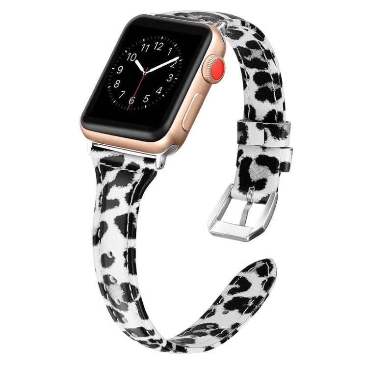 Rigtigt holdbart Apple Watch Series 5 44mm Ægte læder Rem - Sølv#serie_2