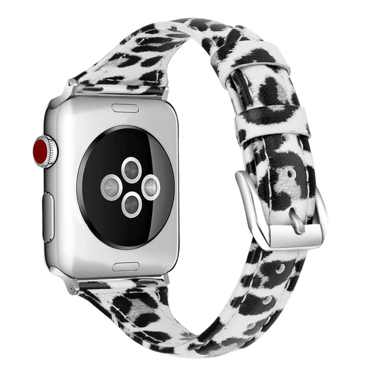 Rigtigt holdbart Apple Watch Series 5 44mm Ægte læder Rem - Sølv#serie_2
