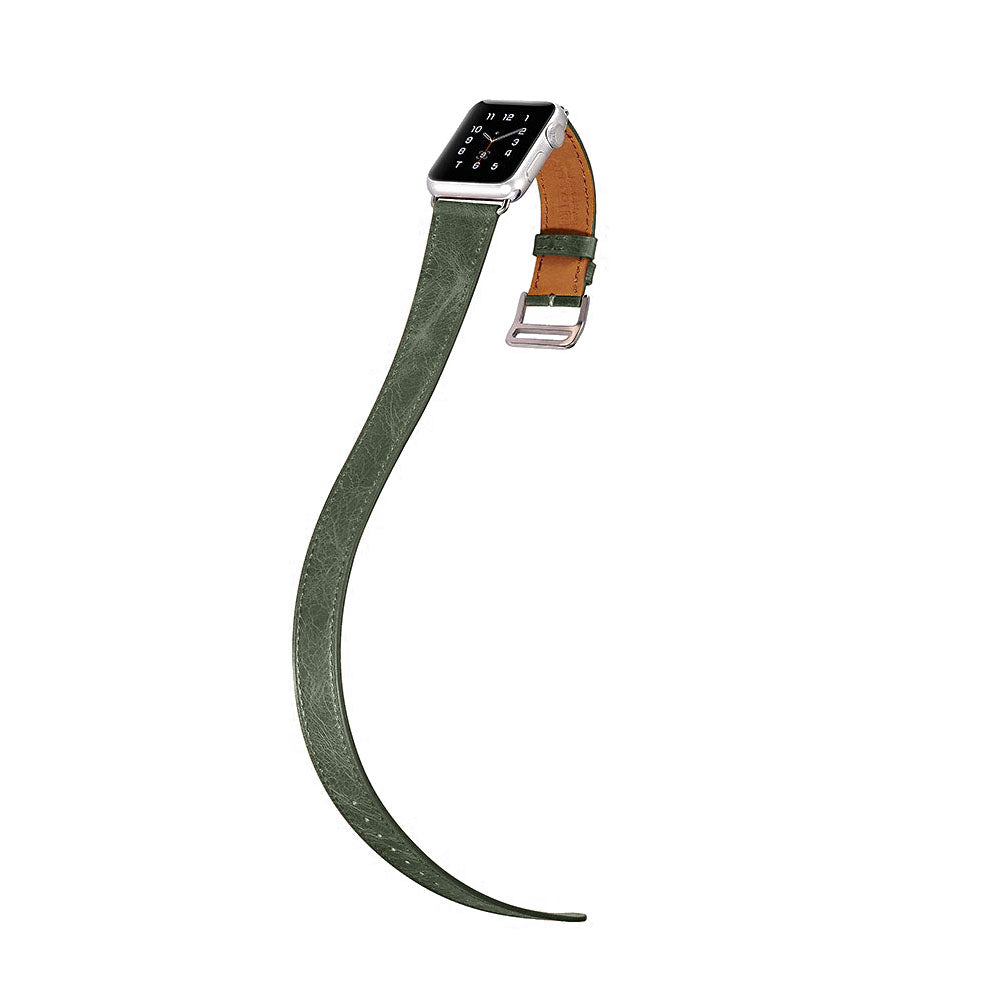  Apple Watch Series 5 44mm / Apple Watch 44mm Ægte læder Rem - Grøn#serie_3