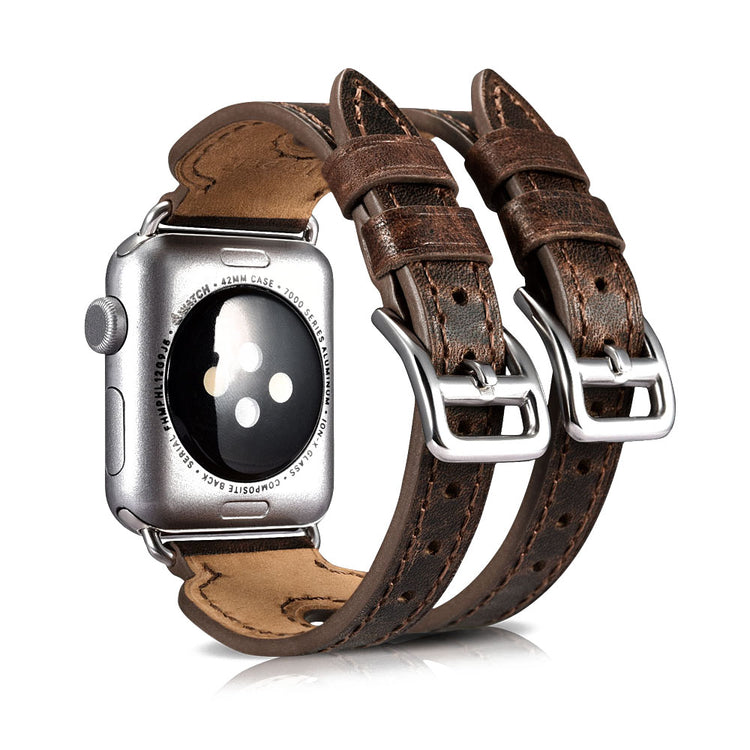  Apple Watch Series 5 44mm / Apple Watch 44mm Ægte læder Rem - Brun#serie_1