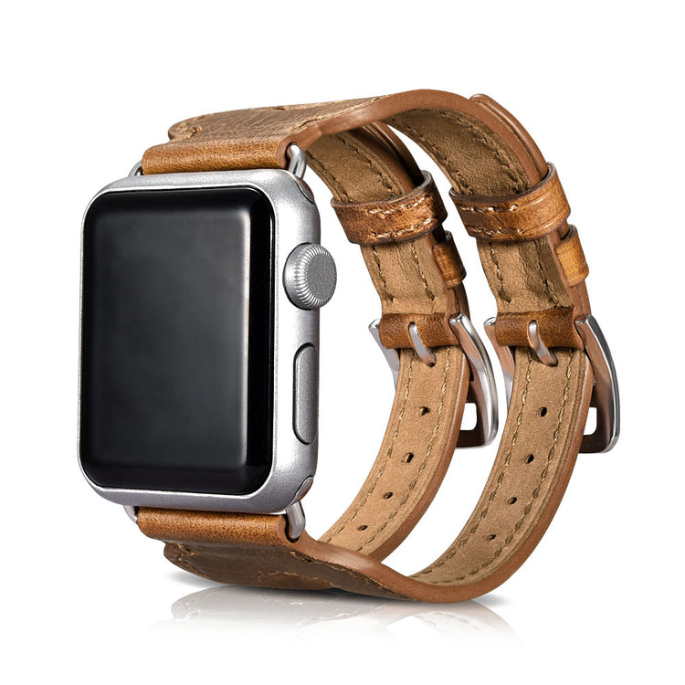  Apple Watch Series 5 44mm / Apple Watch 44mm Ægte læder Rem - Brun#serie_2