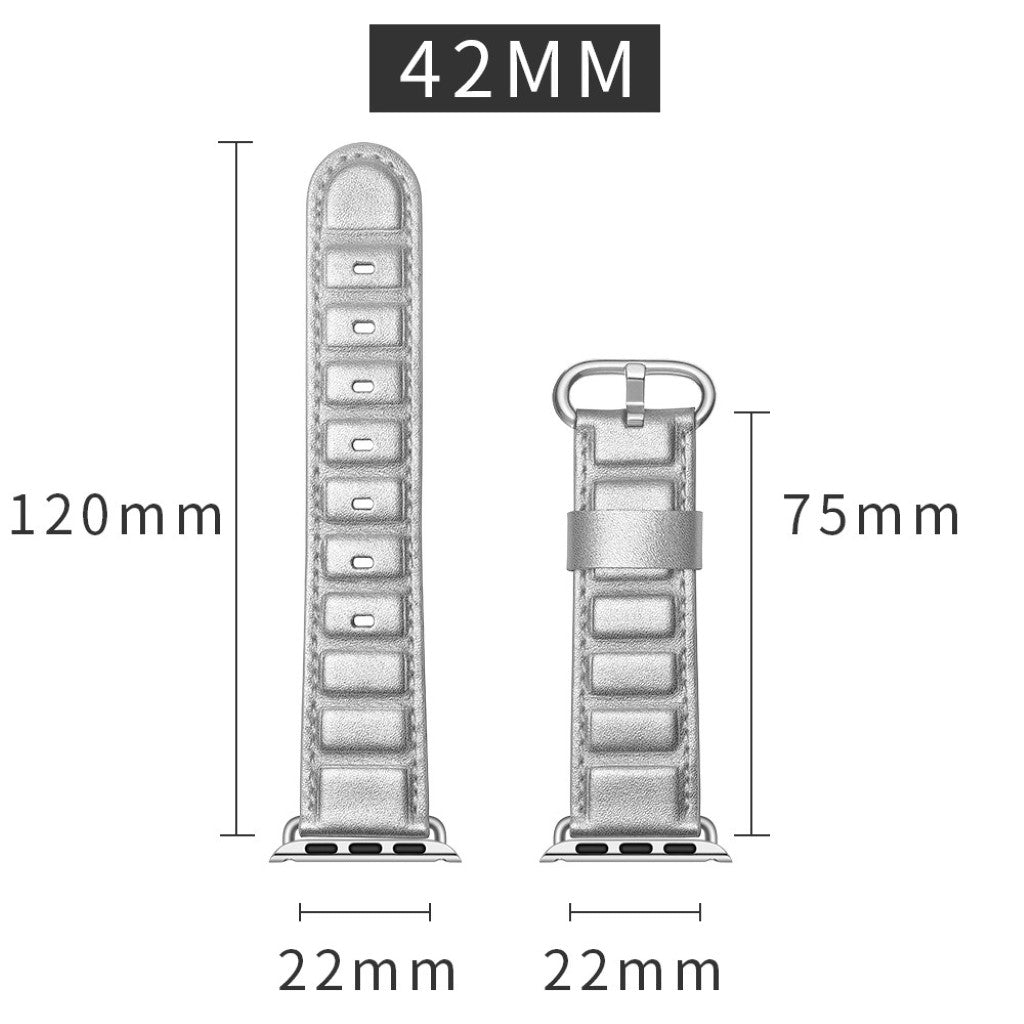  Apple Watch Series 5 44mm / Apple Watch 44mm Ægte læder Rem - Sølv#serie_2