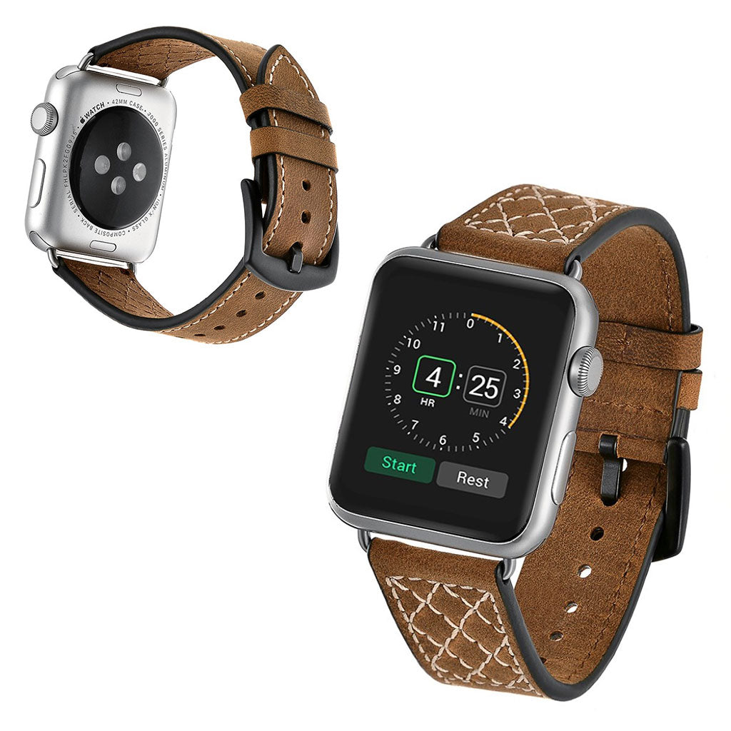 Meget sejt Apple Watch Series 5 44mm Ægte læder Rem - Brun#serie_076