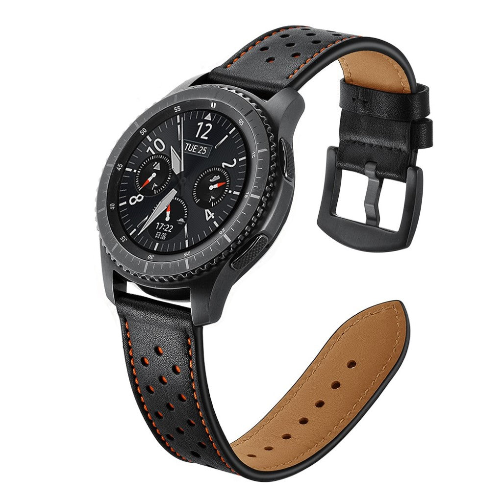  Samsung Gear S3 / Samsung Gear S3 Frontier Ægte læder Rem - Sort#serie_1