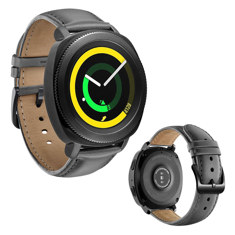 Helt vildt hårdfør Samsung Gear Sport Ægte læder Rem - Sølv#serie_2