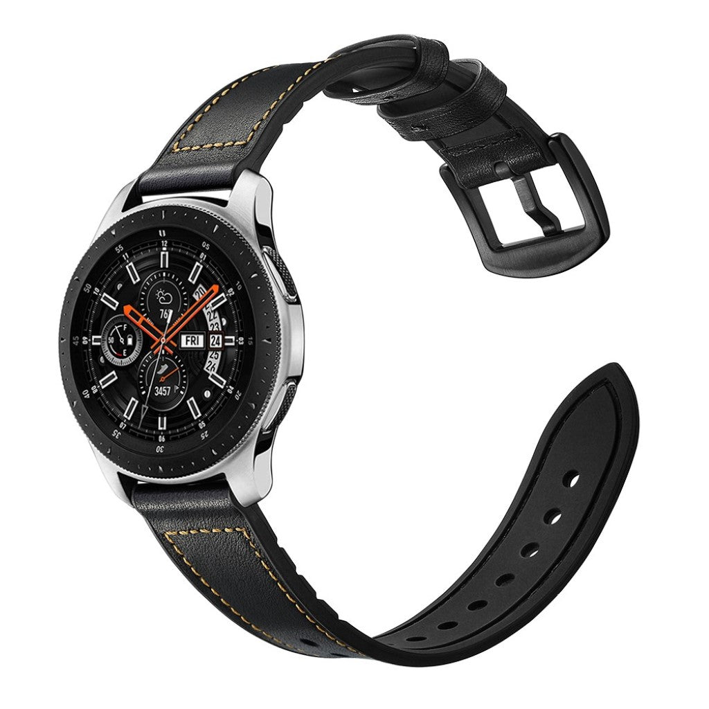 Fantastisk Samsung Galaxy Watch (46mm) Ægte læder Rem - Sort#serie_3