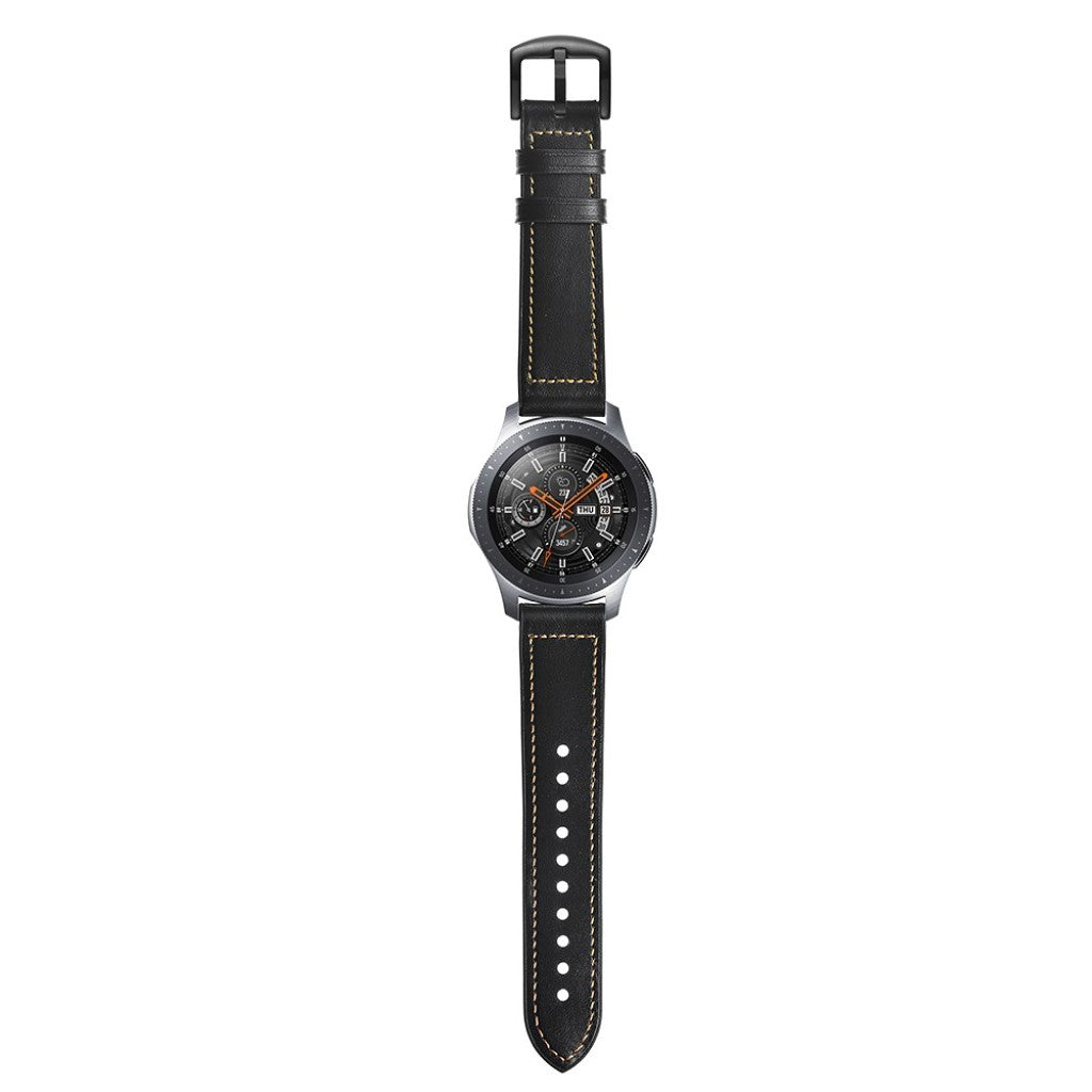 Fantastisk Samsung Galaxy Watch (46mm) Ægte læder Rem - Sort#serie_3