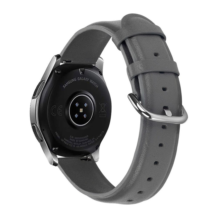 Meget fint Samsung Galaxy Watch (46mm) Ægte læder Rem - Sølv#serie_3