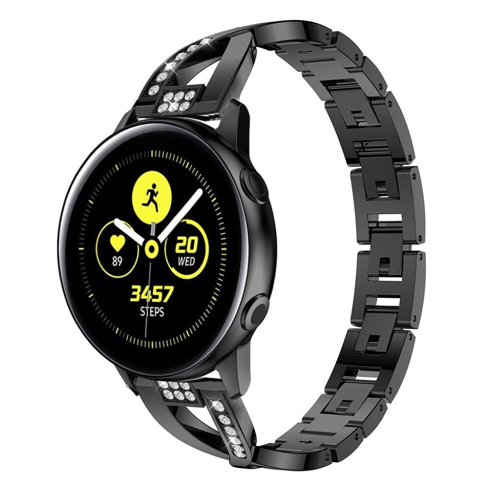 Stilren Samsung Galaxy Watch Active Metal og Rhinsten Rem - Sort#serie_1