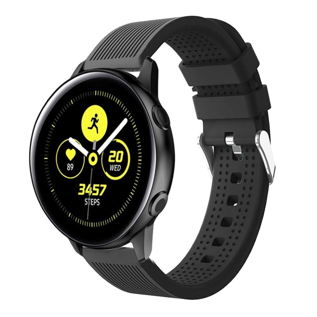 Rigtigt fed Samsung Galaxy Watch Active Silikone Rem - Sort#serie_3